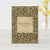 Zwart Gold Glitter Leopard Print  Kaart (Gele Bloem)