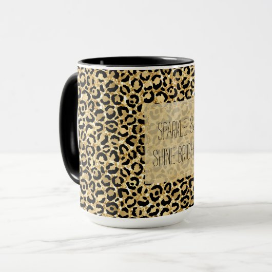 Zwart Gold Glitter Leopard Print    Mok (Voorkant links)