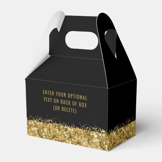 Zwart Gold Glitter Modern Fun Brusscript Aangepast Bedankdoosjes (Achterkant)