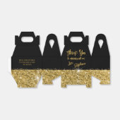 Zwart Gold Glitter Modern Fun Brusscript Aangepast Bedankdoosjes (Uitgevouwen)