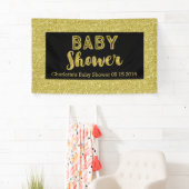 Zwart Gold Glitter Print Baby shower Aangepast tek Spandoek (Insitu)