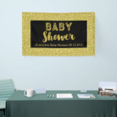 Zwart Gold Glitter Print Baby shower Aangepast tek Spandoek (Beurs)