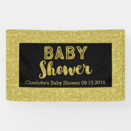 Zwart Gold Glitter Print Baby shower Aangepast tek Spandoek