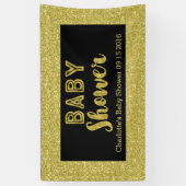 Zwart Gold Glitter Print Baby shower Aangepast tek Spandoek (Verticaal)