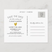 Zwart / Gold Glitter Save the Date Photo Briefkaar Aankondigingskaart (Achterkant)