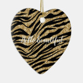 Zwart Gold Glitter Zebra afdrukken Keramisch Ornament (Rechts)