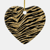Zwart Gold Glitter Zebra afdrukken Keramisch Ornament (Achterkant)