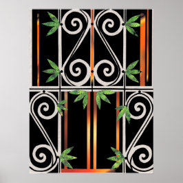 Zwart Gold Green GUANTANAMO Paper Collage Poster