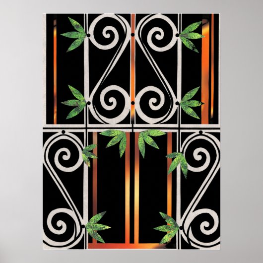 Zwart Gold Green GUANTANAMO Paper Collage Poster (Voorkant)