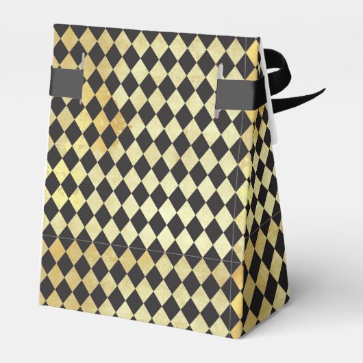 zwart & Gold Harlequin Pattern Bedankdoosjes (Achterkant)