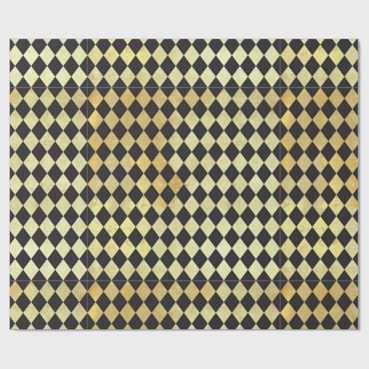  zwart & Gold Harlequin Pattern Cadeaupapier (Vlak)