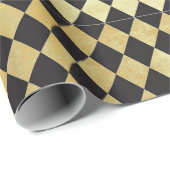 zwart & Gold Harlequin Pattern Cadeaupapier (Rol Hoek)