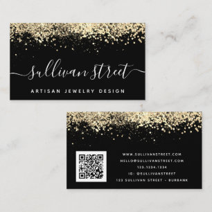 Zwart Gold Holographic Glitter QR Code Visitekaartje