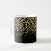 Zwart Gold-leopard afdrukken Glitter Overlay Trend Koffiemok (Voorkant links)