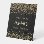 Zwart Gold-leopard afdrukken Glitter-Vrijgezellenf Reclamebord Met Voetstuk (Voorkant)