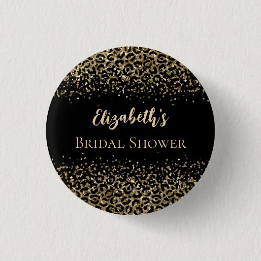 Zwart Gold-leopard afdrukken Glitter-Vrijgezellenf Ronde Button 3,2 Cm (Voorkant)