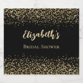 Zwart Gold-leopard afdrukken Glitter-Vrijgezellenf Sparkling Wijnetiket (Enkel label)