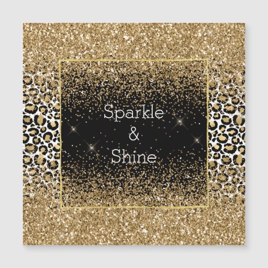 Zwart Gold-leopard afdrukken Glitzy (Voorkant)