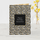 Zwart Gold-leopard afdrukken Kaart (Gele Bloem)