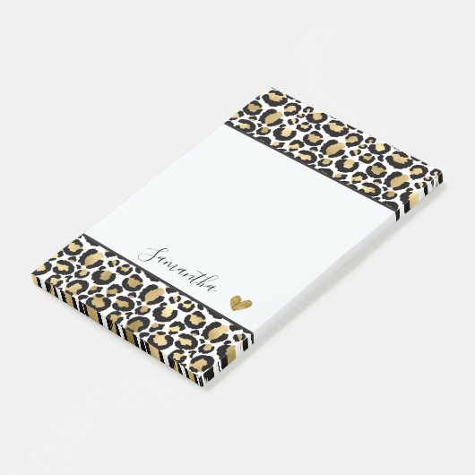 Zwart Gold-leopard afdrukken Post-it® Notes (Schuin)