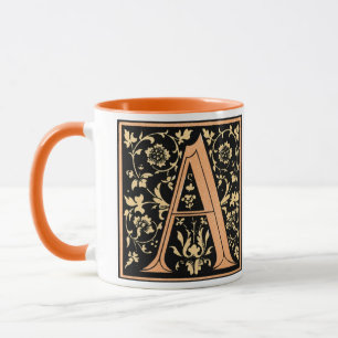  zwart & Gold Letter 'A' - Mok