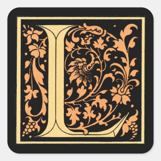 zwart/Gold Letter "L" - Sticker (Voorkant)