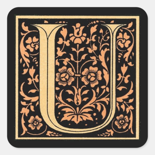  zwart/Gold Letter "U" - Sticker (Voorkant)