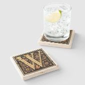 zwart & Gold Letter "W" Stenen Onderzetter (Zijkant)