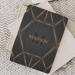 Zwart Gold Luxe Abstract minimaal iPad Mini Cover<br><div class="desc">Een koele luxe abstracte vormgeving met een zwarte en gouden geometrische vormgeving. Pas uw monogram en naam aan.</div>