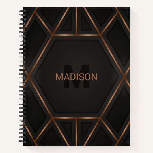 Zwart Gold Luxe Abstract minimaal Notitieboek (Voorkant)