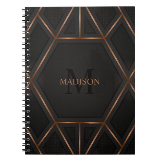 Zwart Gold Luxe Abstract minimaal Notitieboek (Voorkant)