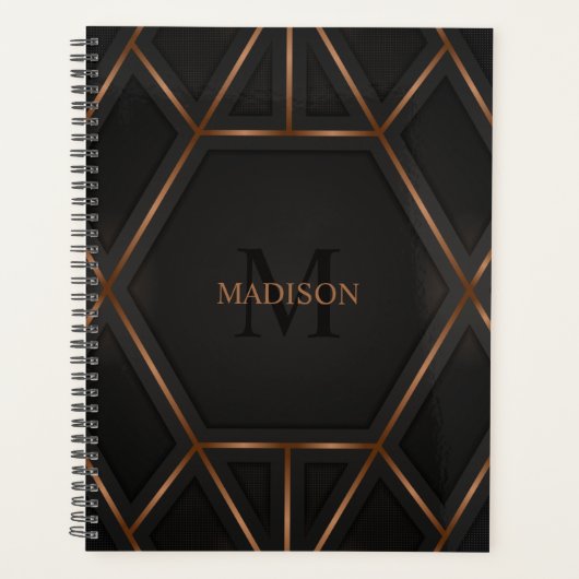 Zwart Gold Luxe Abstract minimaal Planner (Voorkant)