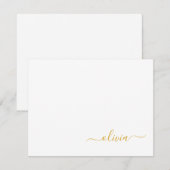 Zwart Gold Modern Script Girly Monogram Naam Bedankkaart (Voorkant / Achterkant)