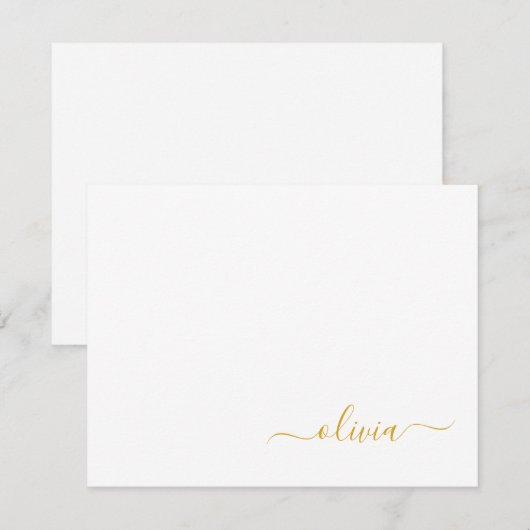 Zwart Gold Modern Script Girly Monogram Naam Bedankkaart (Voorkant / Achterkant)