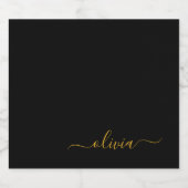 Zwart Gold Modern Script Girly Monogram Naam Bier Etiket (Enkel label)