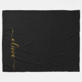 Zwart Gold Modern Script Girly Monogram Naam Fleece Deken (Voorkant (Horizontaal))