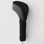 Zwart Gold Modern Script Girly Monogram Naam Golfheadcover (Schuin)