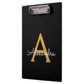 Zwart Gold Modern Script Girly Monogram Naam Klembord (Links)