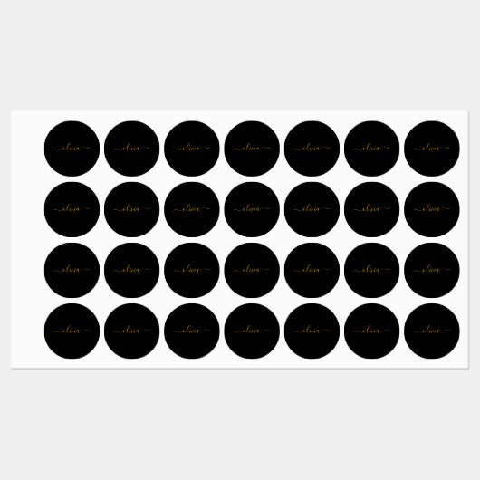 Zwart Gold Modern Script Girly Monogram Naam Labels (Vel)