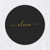 Zwart Gold Modern Script Girly Monogram Naam Labels (Design 2)
