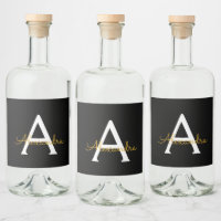 Zwart Gold Modern Script Girly Monogram Naam