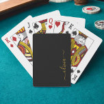 Zwart Gold Modern Script Girly Monogram Naam Pokerkaarten<br><div class="desc">Zwart en gouden eenvoudige scriptmonogram - Naam die Kaarten speelt. Dit maakt de perfecte liefhebbende 16 verjaardag,  bruiloft,  vrijgezellenfeest,  verjaardagsdag,  baby shower of vrijgezellenfeest voor iemand die van luxe glam en stijl houdt.</div>