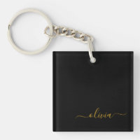 Zwart Gold Modern Script Girly Monogram Naam
