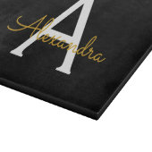 Zwart Gold Modern Script Girly Monogram Naam Snijplank (Hoek)