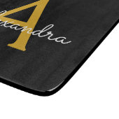 Zwart Gold Modern Script Girly Monogram Naam Snijplank (Hoek)