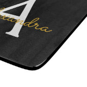 Zwart Gold Modern Script Girly Monogram Naam Snijplank (Hoek)
