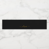 Zwart Gold Modern Script Girly Monogram Naam Waterfles Etiket (Enkel label)