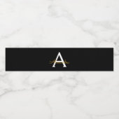 Zwart Gold Modern Script Girly Monogram Naam Waterfles Etiket (Enkel label)