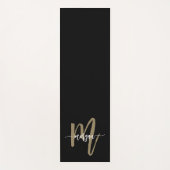Zwart Gold Modern Script Girly Monogram Naam Yogamat (Voorkant)