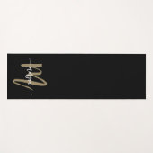 Zwart Gold Modern Script Girly Monogram Naam Yogamat (Voorkant (horizontaal))